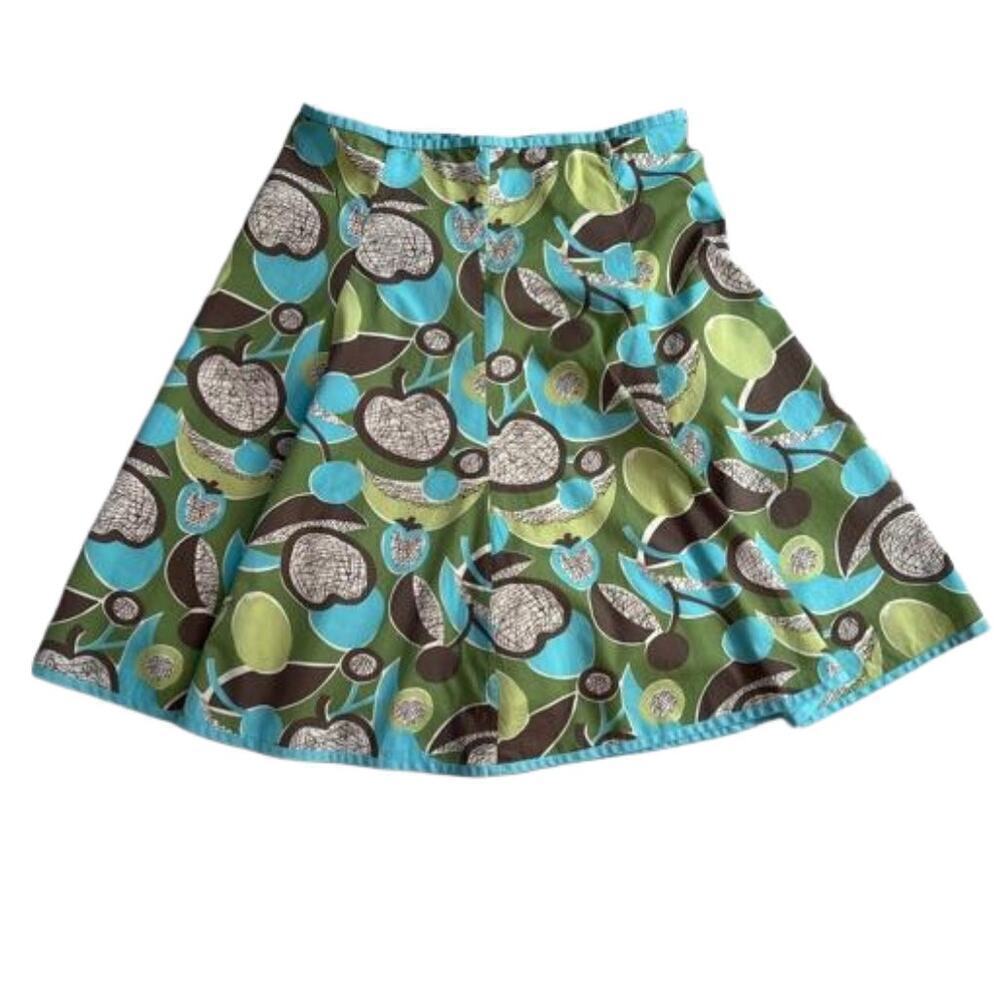 Boden 100% Cotton Green & Turquoise Abstract Floral Lined Flare Skirt Size 10R